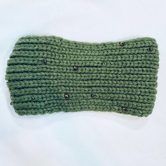 Camellia Knit Beaded Headband Green Winter Outdoor Womens - Picture 7 of 7